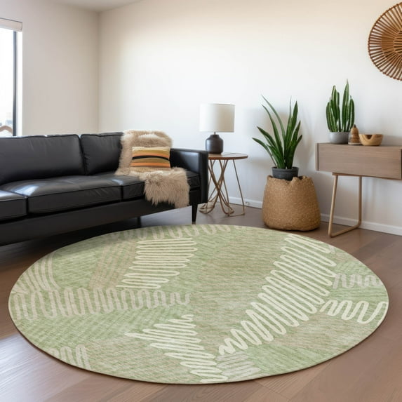 Addison Rugs Chantille Indoor/Outdoor Transitional Floral Aloe Washable Round Rug, 8' x 8'