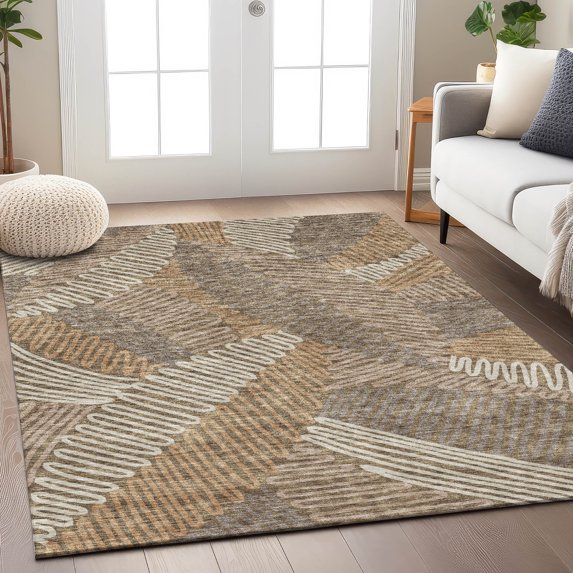 Addison Rugs Chantille Indoor/Outdoor Transitional Floral Brown Washable Rectangle Rug, 2'6" x 3'10"