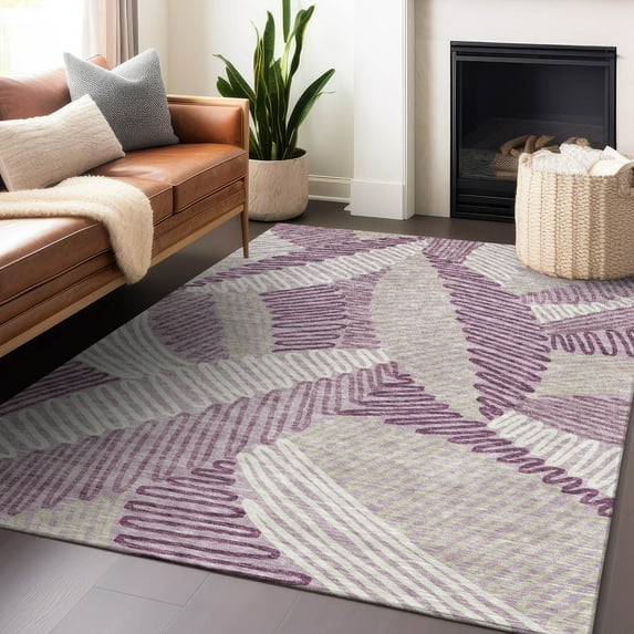 Addison Rugs Chantille Indoor/Outdoor Transitional Floral Lavender Washable Rectangle Rug, 9' x 12'