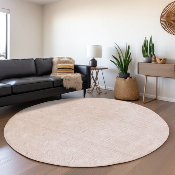 Addison Rugs Chantille Indoor/Outdoor Transitional Arrows Pink Washable Round Rug, 8' x 8'