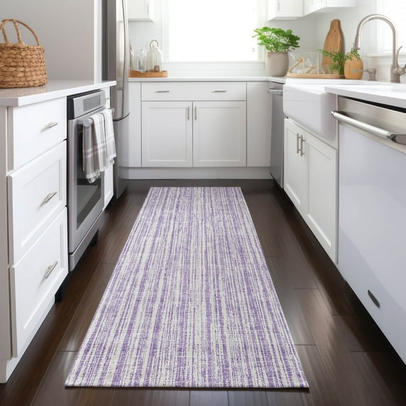 Addison Rugs Chantille Indoor/Outdoor Transitional Stripes Lavender Washable Runner Rug, 2'3" x 7'6"