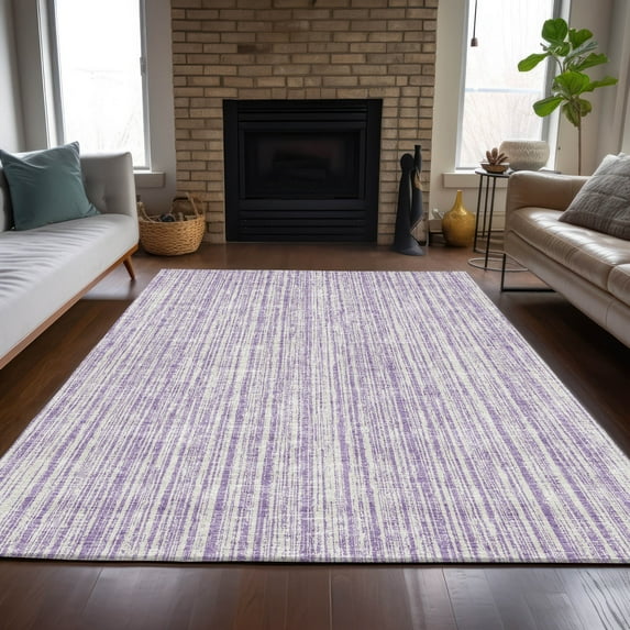 Addison Rugs Chantille Indoor/Outdoor Transitional Stripes Lavender Washable Rectangle Rug, 9' x 12'