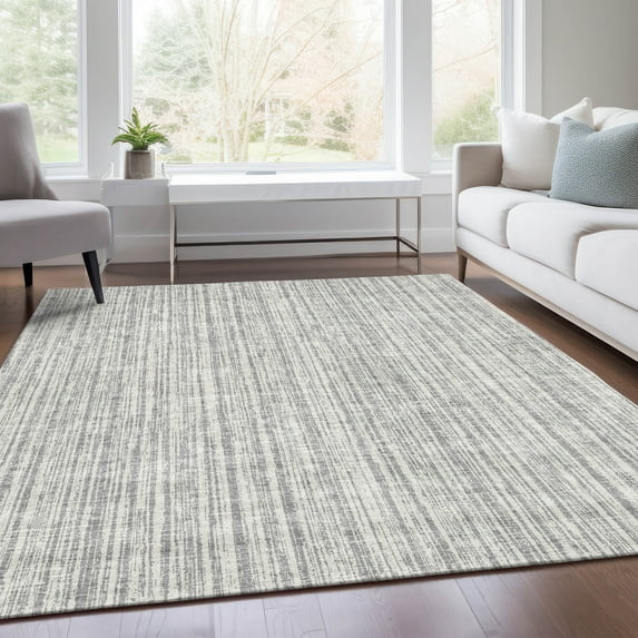 Addison Rugs Chantille Indoor/Outdoor Transitional Stripes Gray Washable Rectangle Rug, 2'6" x 3'10"