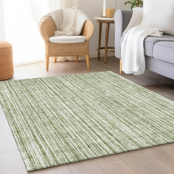 Addison Rugs Chantille Indoor/Outdoor Transitional Stripes Green Washable Rectangle Rug, 10' x 14'
