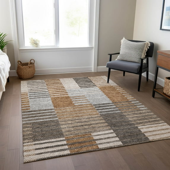 Addison Rugs Chantille Indoor/Outdoor Transitional Striped Paprika Washable Rectangle Rug, 2'6" x 3'10"