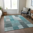 thumbnail image 1 of Addison Rugs Chantille Indoor/Outdoor Transitional Striped Teal Washable Rectangle Rug, 3' x 5', 1 of 6