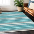 thumbnail image 1 of Addison Rugs Chantille Indoor/Outdoor Transitional Stripes Teal Washable Rectangle Rug, 3' x 5', 1 of 6