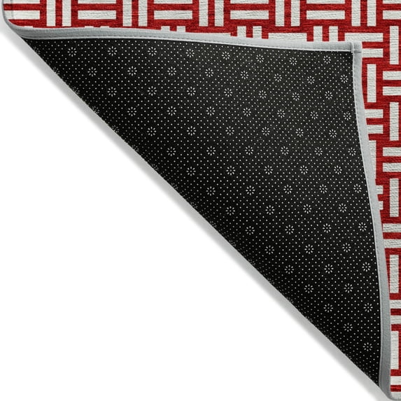 Addison Rugs Machine Washable Indoor/ Outdoor Chantille Contempory Crosshatch Rug Red - 8' x 8'