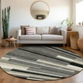 thumbnail image 1 of Addison Rugs Chantille Indoor/Outdoor Transitional Stripes Black Washable Round Rug, 8' x 8', 1 of 6