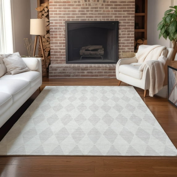 Addison Rugs Chantille Indoor/Outdoor Transitional Diamonds Ivory Washable Rectangle Rug, 8' x 10'