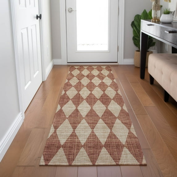 Addison Rugs Chantille Indoor/Outdoor Transitional Diamonds Paprika Washable Runner Rug, 2'3" x 7'6"