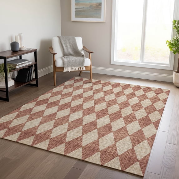 Addison Rugs Chantille Indoor/Outdoor Transitional Diamonds Paprika Washable Rectangle Rug, 3' x 5'