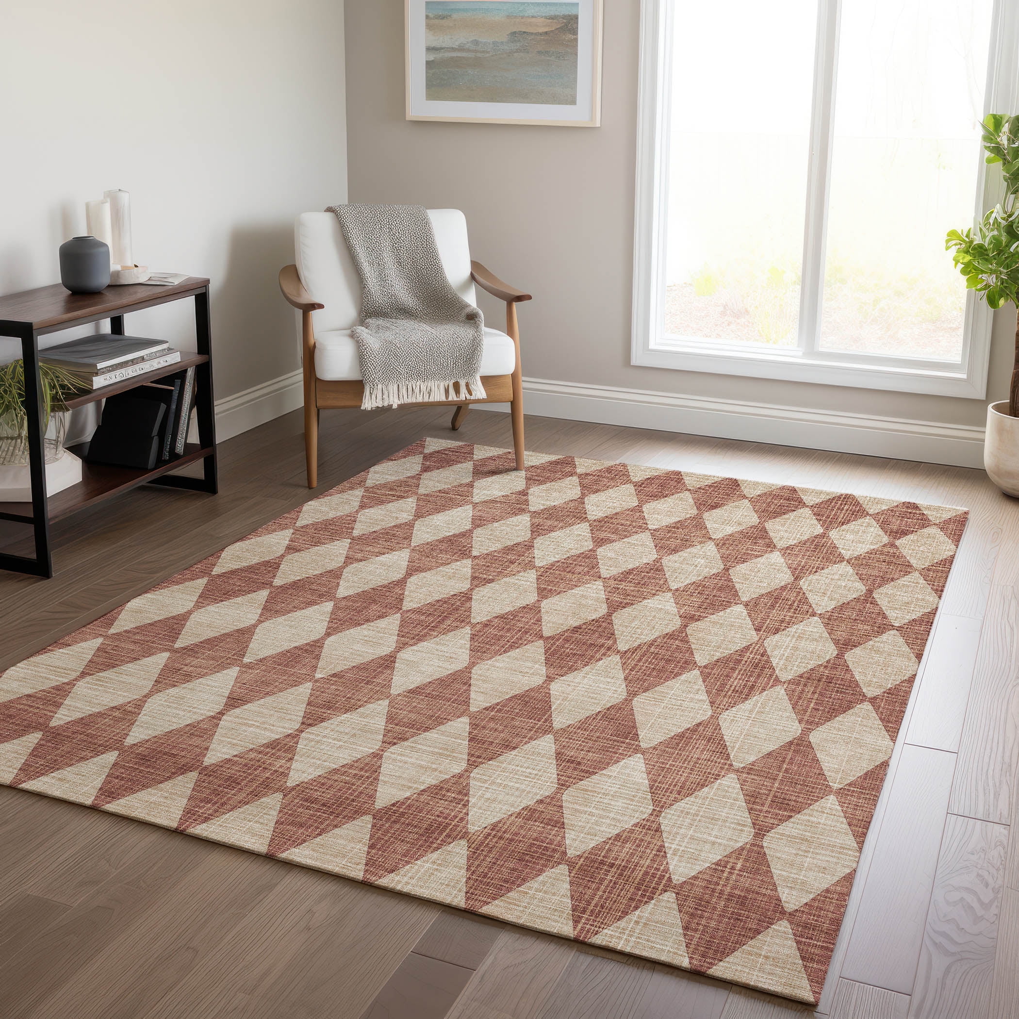Large Diamond Check Rug Addison Rugs Chantille Indoor/Outdoor Transitional Diamonds Paprika ...