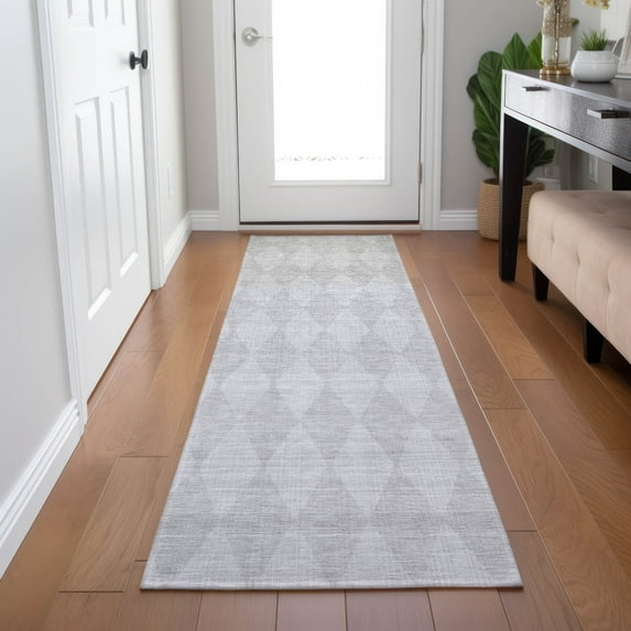 Addison Rugs Chantille Indoor/Outdoor Transitional Diamonds Pewter Washable Runner Rug, 2'3" x 7'6"