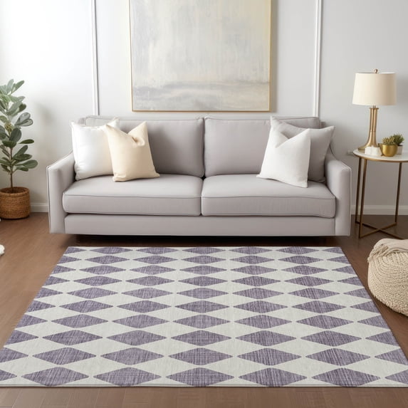 Addison Rugs Chantille Indoor/Outdoor Transitional Diamonds Purple Washable Rectangle Rug, 8' x 10'