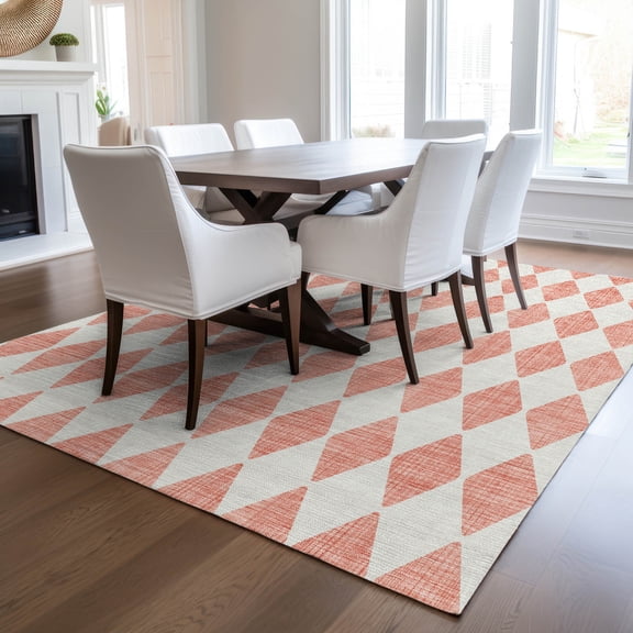 Addison Rugs Chantille Indoor/Outdoor Transitional Diamonds Salmon Washable Rectangle Rug, 2'6" x 3'10"
