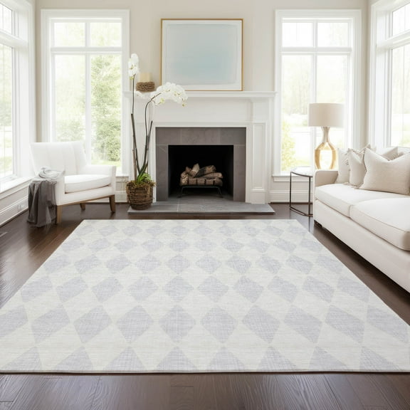 Addison Rugs Chantille Indoor/Outdoor Transitional Diamonds Silver Washable Rectangle Rug, 2'6" x 3'10"