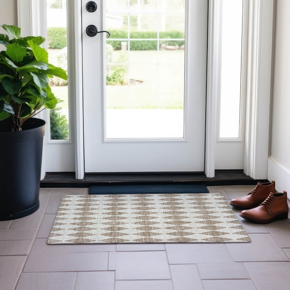 Addison Rugs Chantille Indoor/Outdoor Transitional Diamonds Taupe Washable Rectangle Rug, 1'8" x 2'6"