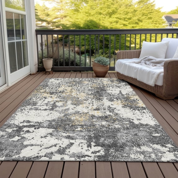 Addison Rugs Machine Washable Indoor/ Outdoor Chantille Distressed Traditional Rug Charcoal - 9' x 12'