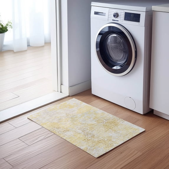 Addison Rugs Chantille Indoor/Outdoor Transitional Lattice Gold Washable Rectangle Rug, 1'8" x 2'6"
