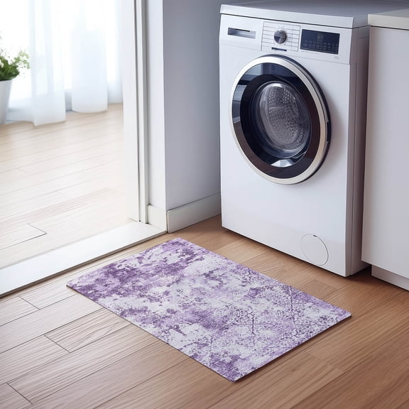 Addison Rugs Chantille Indoor/Outdoor Transitional Lattice Lavender Washable Rectangle Rug, 1'8" x 2'6"