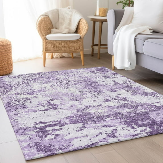 Addison Rugs Chantille Indoor/Outdoor Transitional Lattice Lavender Washable Rectangle Rug, 9' x 12'