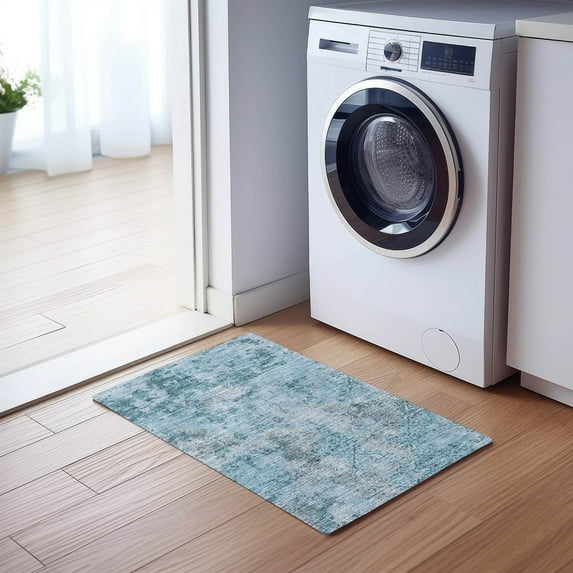 Addison Rugs Chantille Indoor/Outdoor Transitional Lattice Teal Washable Rectangle Rug, 1'8" x 2'6"