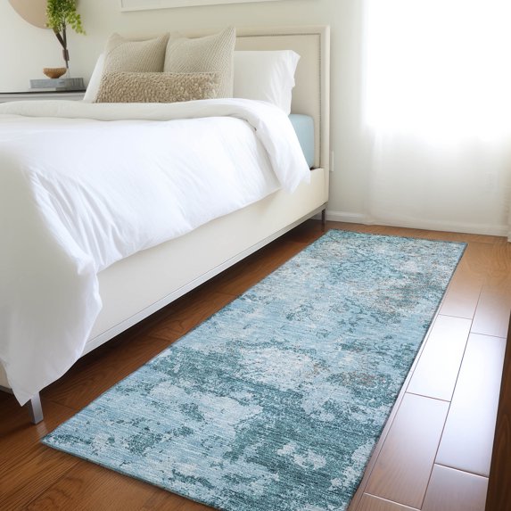 Addison Rugs Chantille Indoor/Outdoor Transitional Lattice Teal Washable Runner Rug, 2'3" x 7'6"