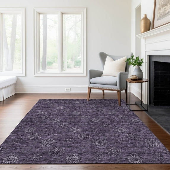 Addison Rugs Chantille Indoor/Outdoor Transitional Floral Eggplant Washable Rectangle Rug, 2'6" x 3'10"
