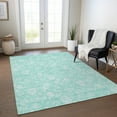thumbnail image 1 of Addison Rugs Chantille Indoor/Outdoor Transitional Floral Aqua Washable Rectangle Rug, 10' x 14', 1 of 6