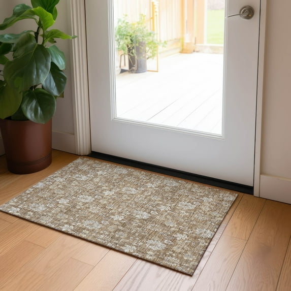 Addison Rugs Chantille Indoor/Outdoor Transitional Floral Copper Washable Rectangle Rug, 1'8" x 2'6"