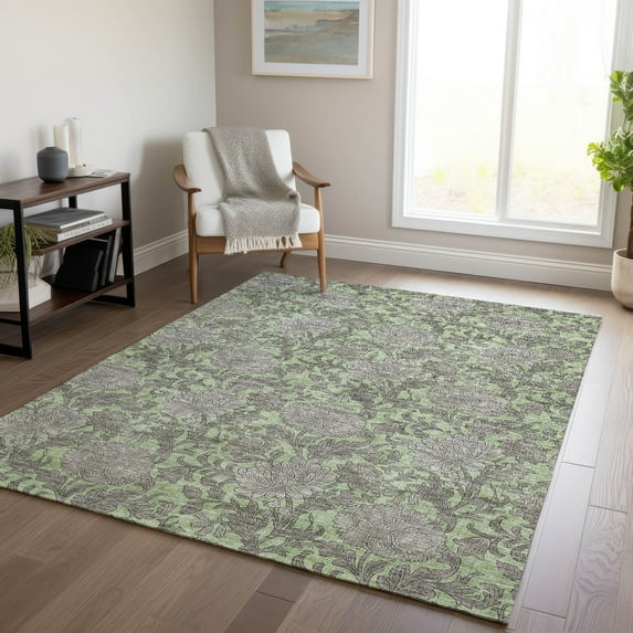 Addison Rugs Chantille Indoor/Outdoor Transitional Floral Aloe Washable Rectangle Rug, 10' x 14'