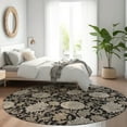 thumbnail image 1 of Addison Rugs Chantille Indoor/Outdoor Transitional Floral Black Washable Round Rug, 8' x 8', 1 of 6