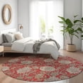 thumbnail image 1 of Addison Rugs Chantille Indoor/Outdoor Transitional Floral Red Washable Round Rug, 8' x 8', 1 of 6