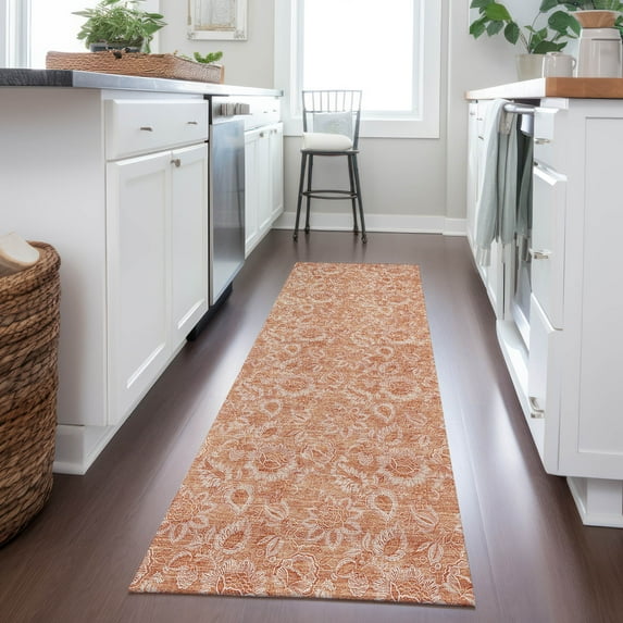 Addison Rugs Chantille Indoor/Outdoor Transitional Floral Salmon Washable Runner Rug, 2'3" x 7'6"