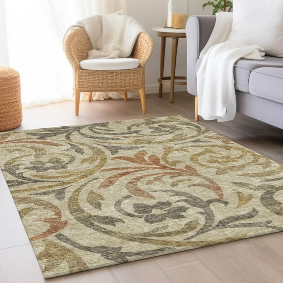 Addison Rugs Chantille Indoor/Outdoor Transitional Swirls Beige Washable Rectangle Rug, 2'6" x 3'10"