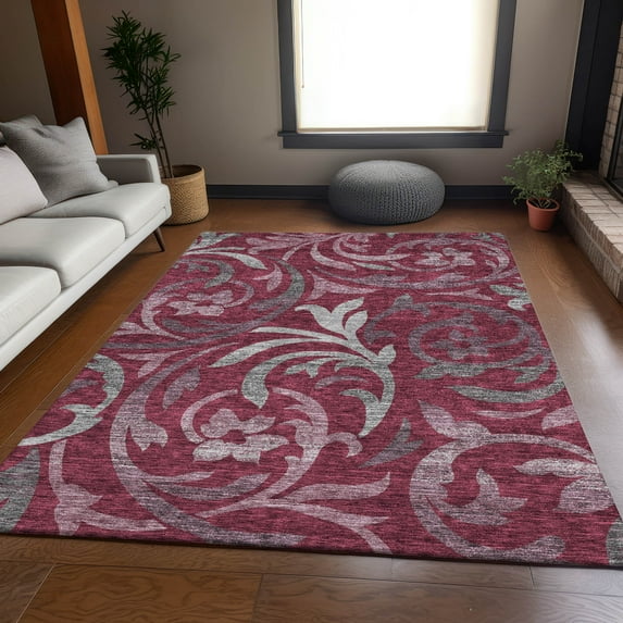 Addison Rugs Chantille Indoor/Outdoor Transitional Swirls Garnet Washable Rectangle Rug, 3' x 5'