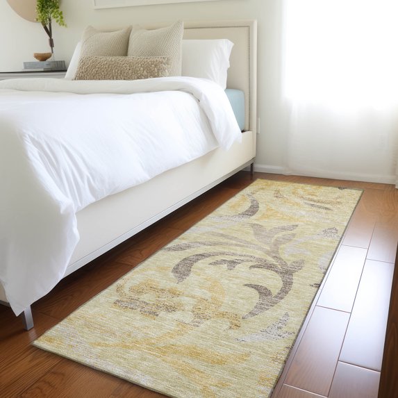 Addison Rugs Chantille Indoor/Outdoor Transitional Swirls Gold Washable Runner Rug, 2'3" x 7'6"