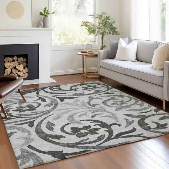 Addison Rugs Chantille Indoor/Outdoor Transitional Swirls Gray Washable Rectangle Rug, 3' x 5'