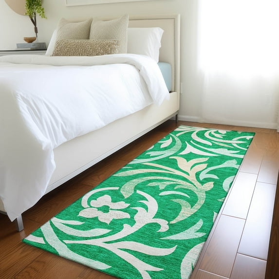 Addison Rugs Chantille Indoor/Outdoor Transitional Swirls Green Washable Runner Rug, 2'3" x 7'6"