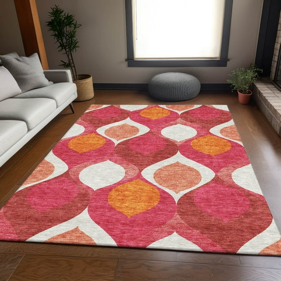 Addison Rugs Chantille Indoor/Outdoor Transitional Mid-century Modern Pink Washable Rectangle Rug, 10' x 14'