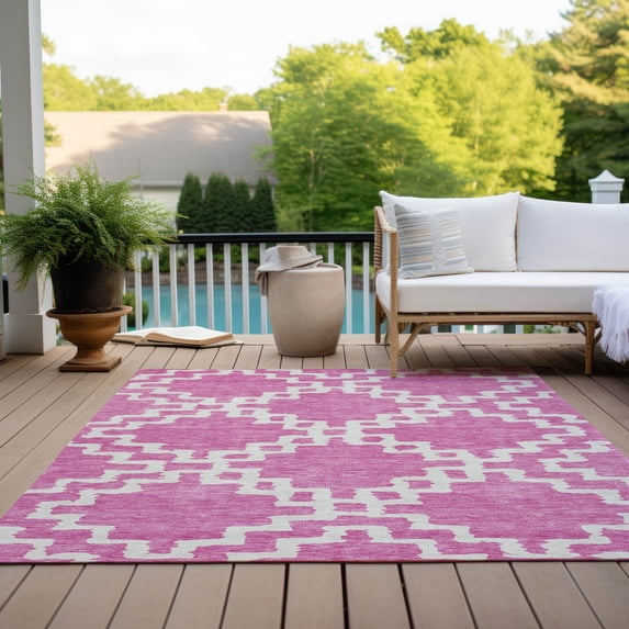 Addison Rugs Machine Washable Indoor/ Outdoor Chantille Geo Trellis Rug Blush - 10' x 14'