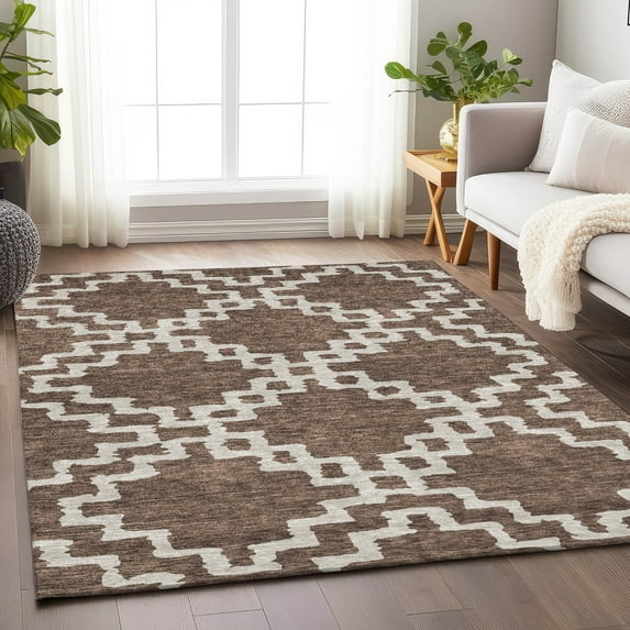 Addison Rugs Chantille Indoor/Outdoor Transitional Diamonds Brown Washable Rectangle Rug, 8' x 10'