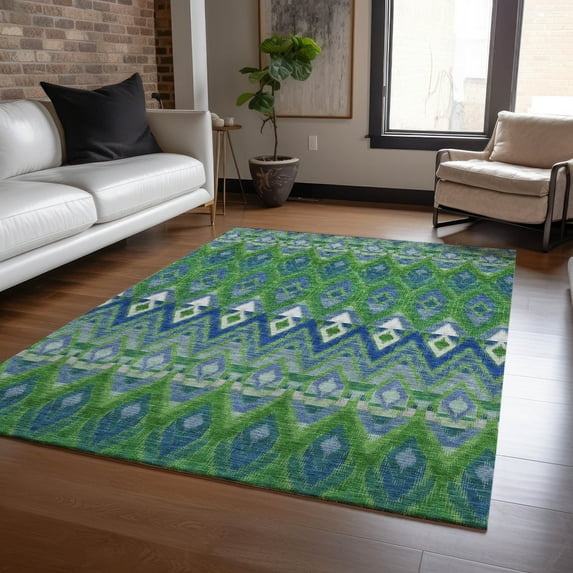 Addison Rugs Chantille Indoor/Outdoor Transitional Southwest Green Washable Rectangle Rug, 8' x 10'