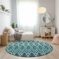 thumbnail image 1 of Addison Rugs Chantille Indoor/Outdoor Transitional Southwest Teal Washable Round Rug, 8' x 8', 1 of 6