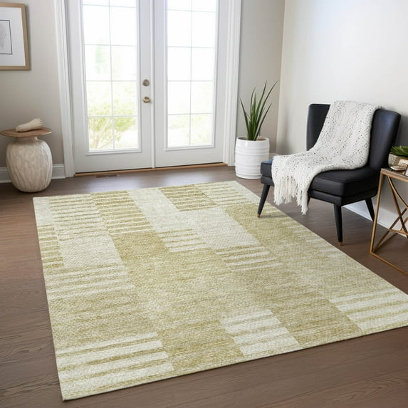 Addison Rugs Chantille Indoor/Outdoor Transitional Striped Beige Washable Rectangle Rug, 8' x 10'