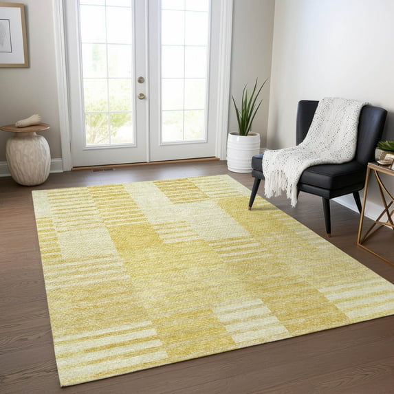 Addison Rugs Chantille Indoor/Outdoor Transitional Striped Honey Washable Rectangle Rug, 5' x 7'6"