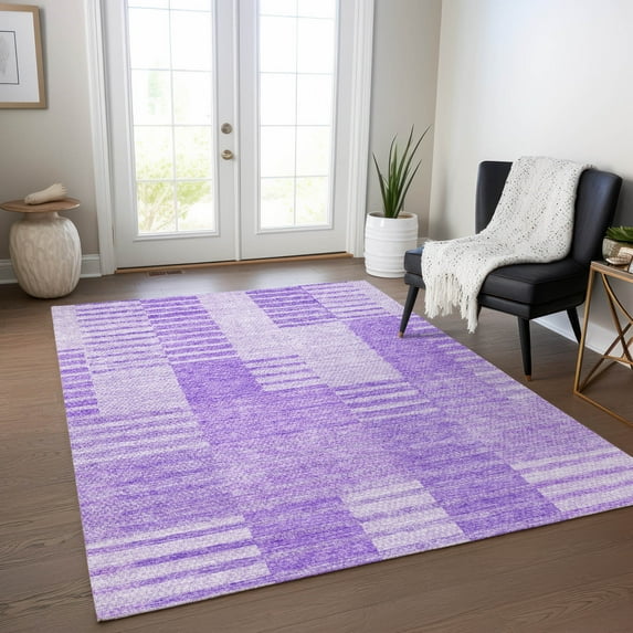 Addison Rugs Chantille Indoor/Outdoor Transitional Striped Lavender Washable Rectangle Rug, 2'6" x 3'10"