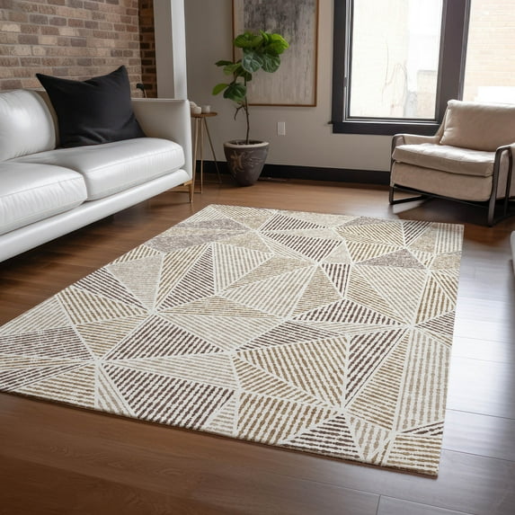 Addison Rugs Chantille Indoor/Outdoor Transitional Geometric Brown Washable Rectangle Rug, 3' x 5'
