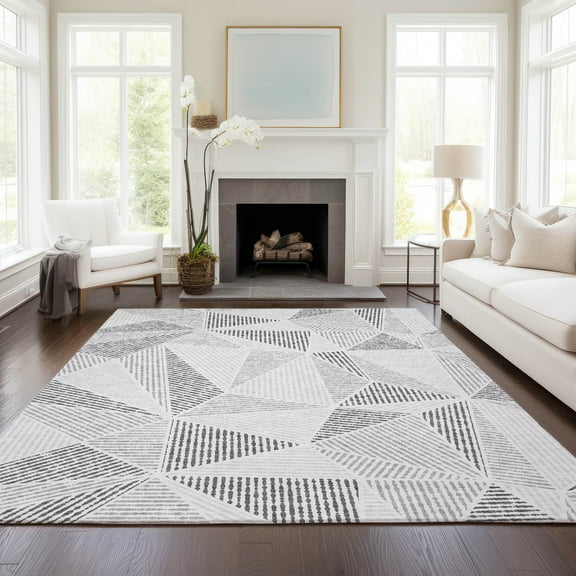 Addison Rugs Chantille Indoor/Outdoor Transitional Geometric Gray Washable Rectangle Rug, 3' x 5'